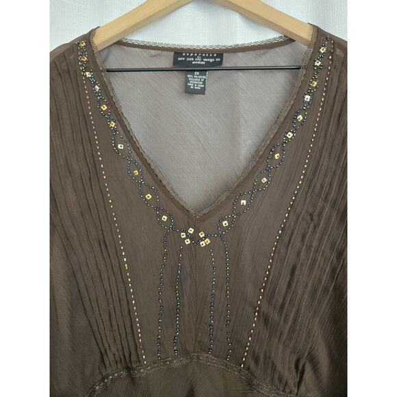 Separates By New York City Design Womens 2X Forest Fairy Boho Hippie Peasant Top - Picture 4 of 8